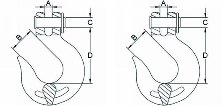 H 331A 331 Clevis Slip Hook DImensions