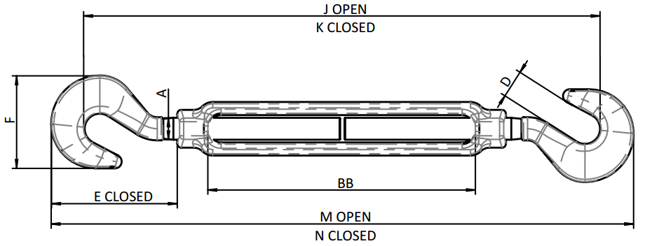 hg 223 turnbuckle with hook & hook 2