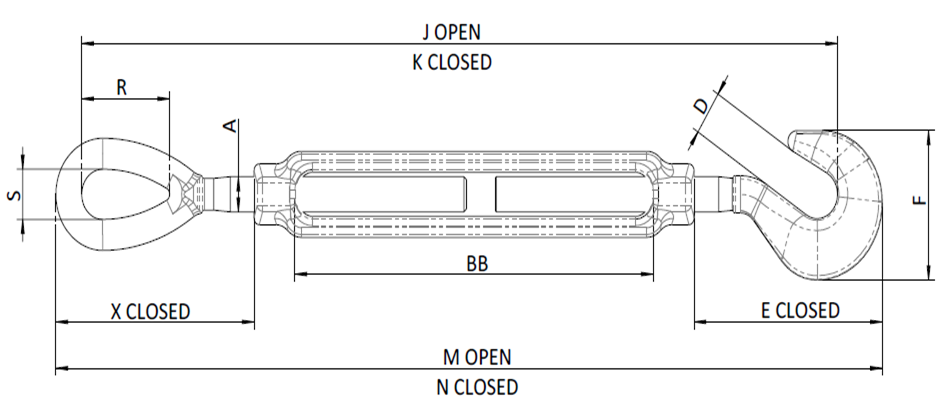 hg 225 turnbuckle with hook & eye 2